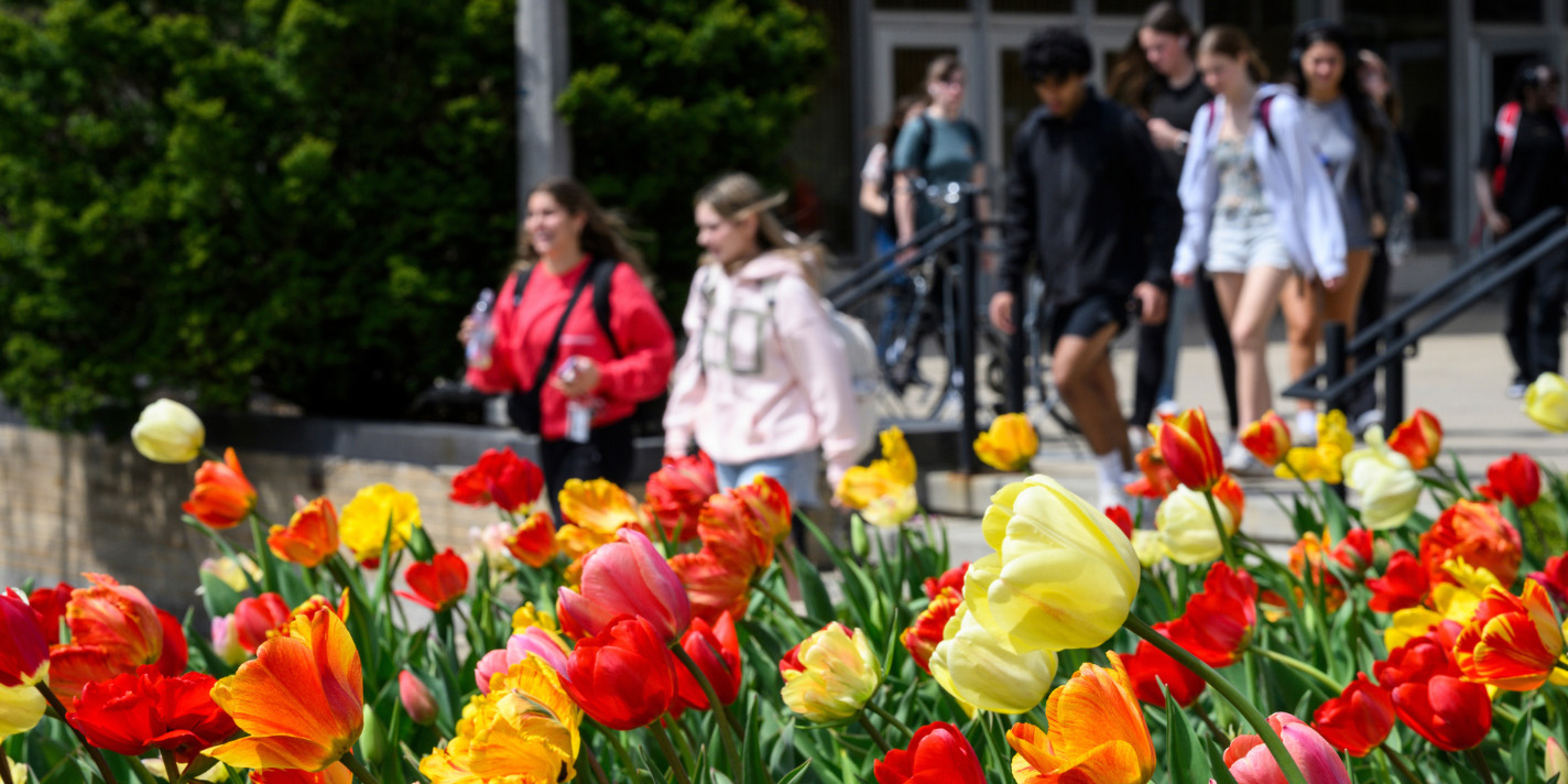 Students walking outside of the Sewell Social Sciences