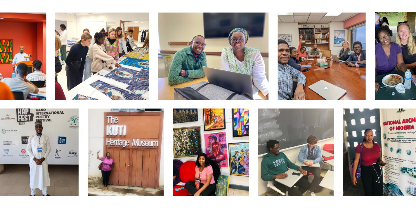 Collage of students shown participating in several projects, discussions, and classes.