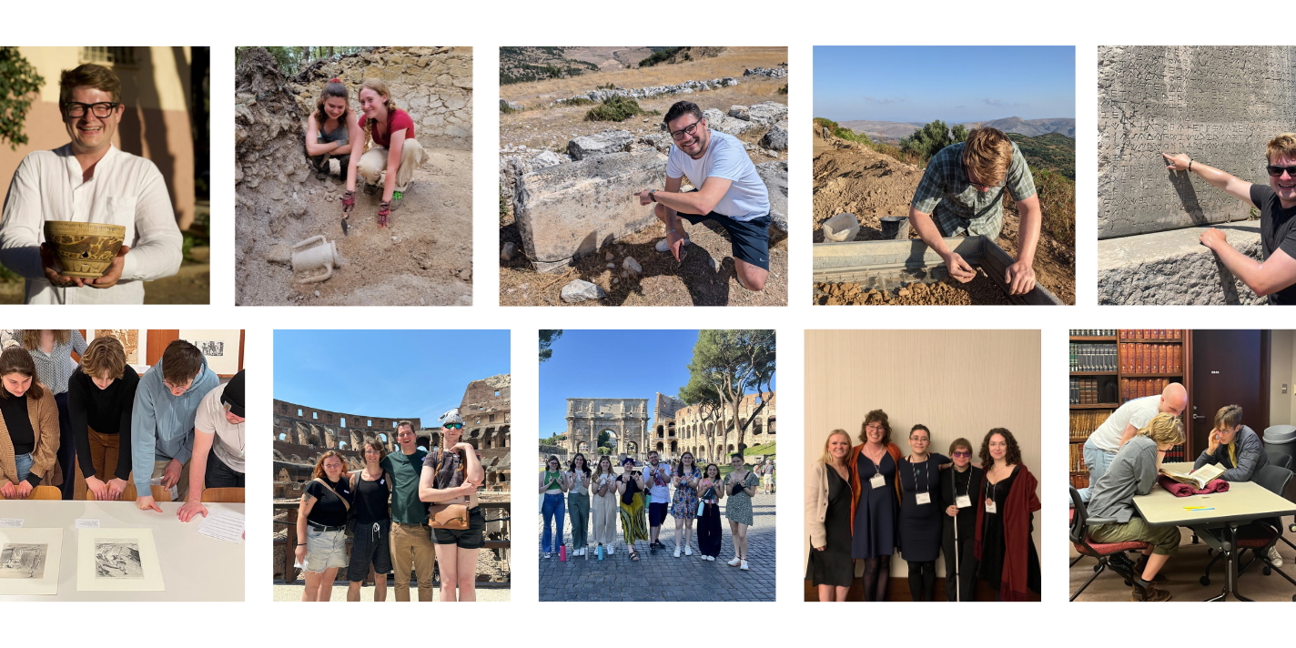 Collage of images showing students participating in classes, field trips, and discussions