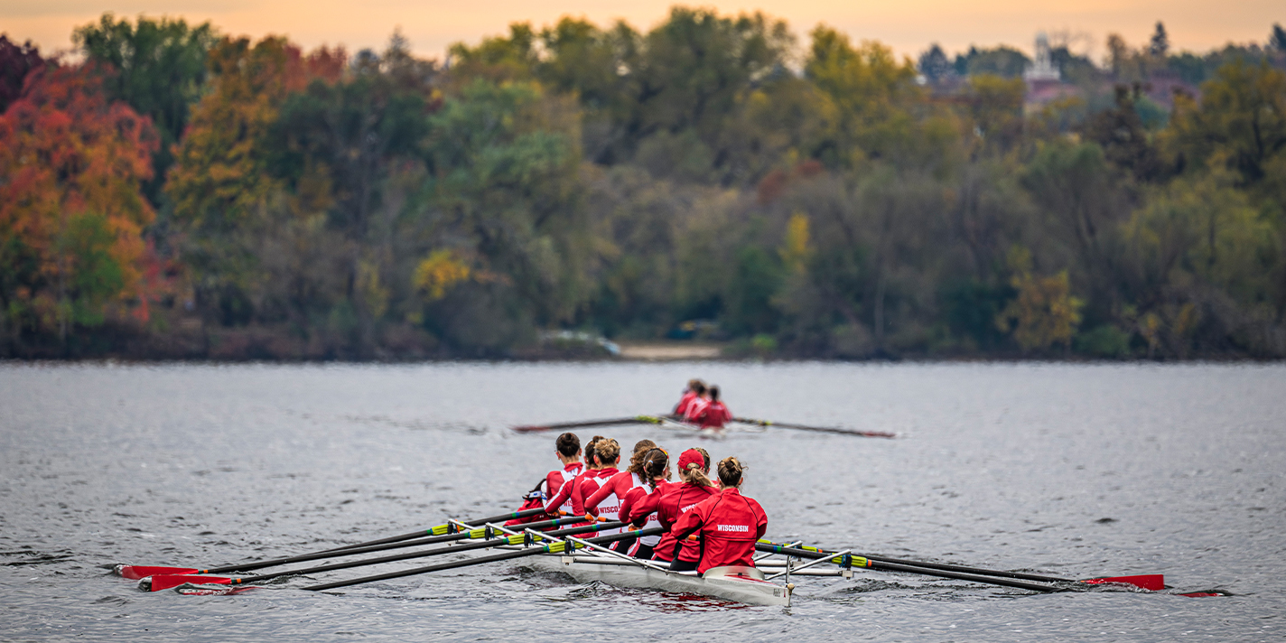 Wisconsin Women's Rowing team on the lake