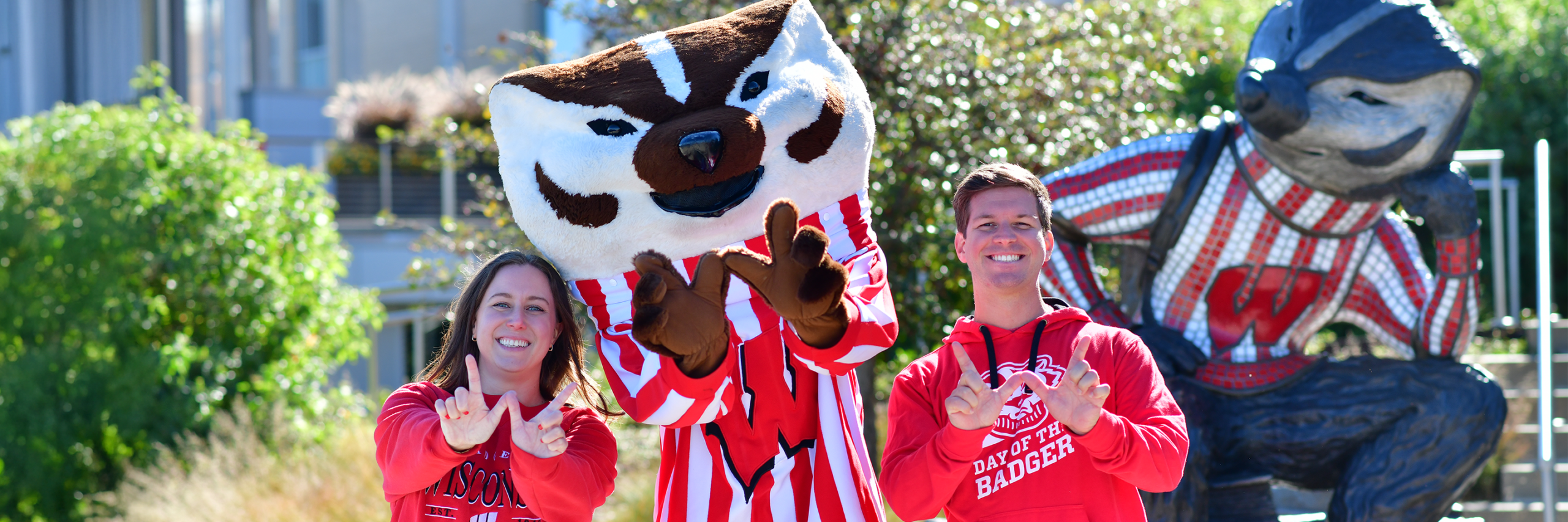 Students pictured with Bucky Badger